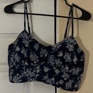 Blue Floral Crop Top
